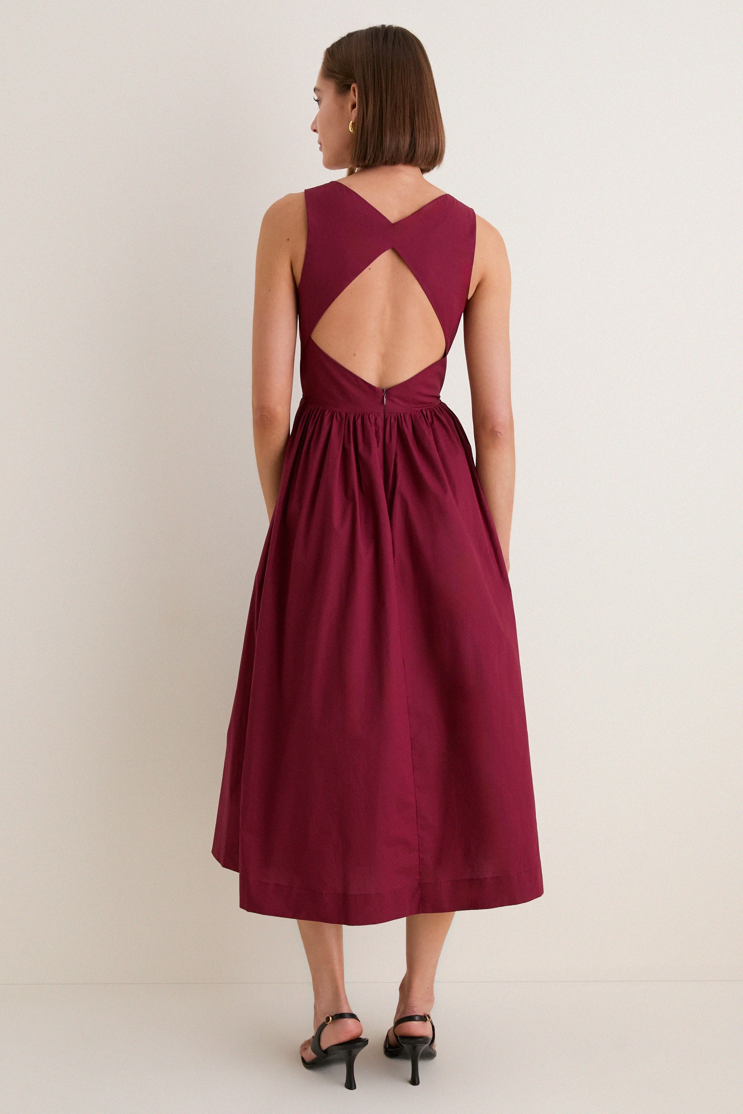 Merlot Open-Back Loire Maxi Dress