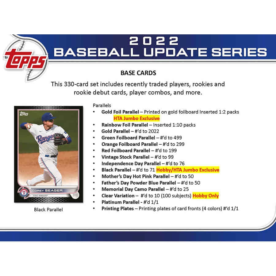 2022 Topps Update Series Baseball MLB Hobby Box