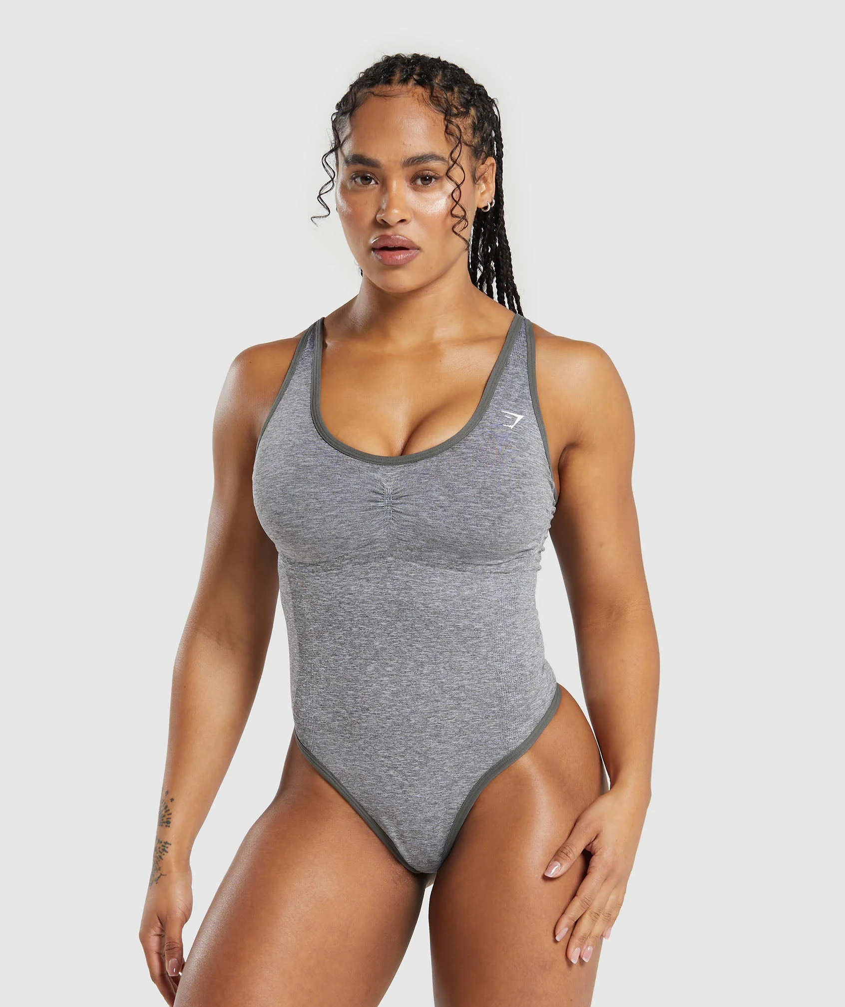 Lift Contour Seamless Bodysuit Brushed Grey/White Marl