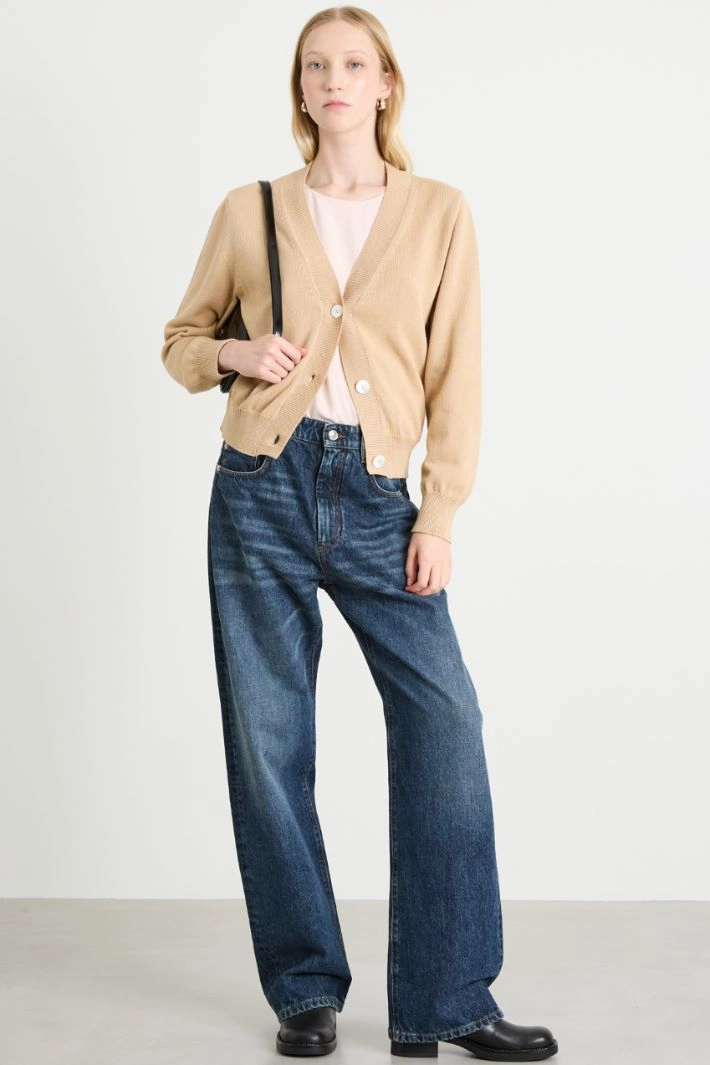 Cotton cardigan - CAMEL