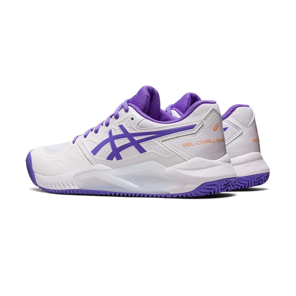 WOMEN’S WHITE AND PURPLE ASICS GEL-CHALLENGER 13 CLAY 1042A165-104