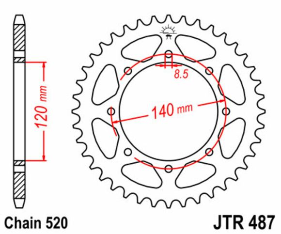 JT. Standard Steel Rear Sprocket 487 - 520Ref: Jtc01275A / 1075514002