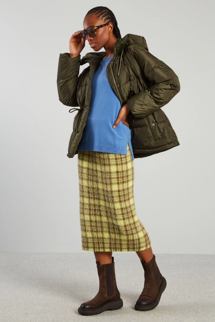 Taffeta down jacket with drawstring - GREEN