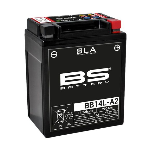 Batterie BS Battery SLA YB14L-A2/BTX14AHL /BB14L-A2-B2 ferme Type Acide Sans entretien/prête à l'emploiRef : 321063 / 1080677