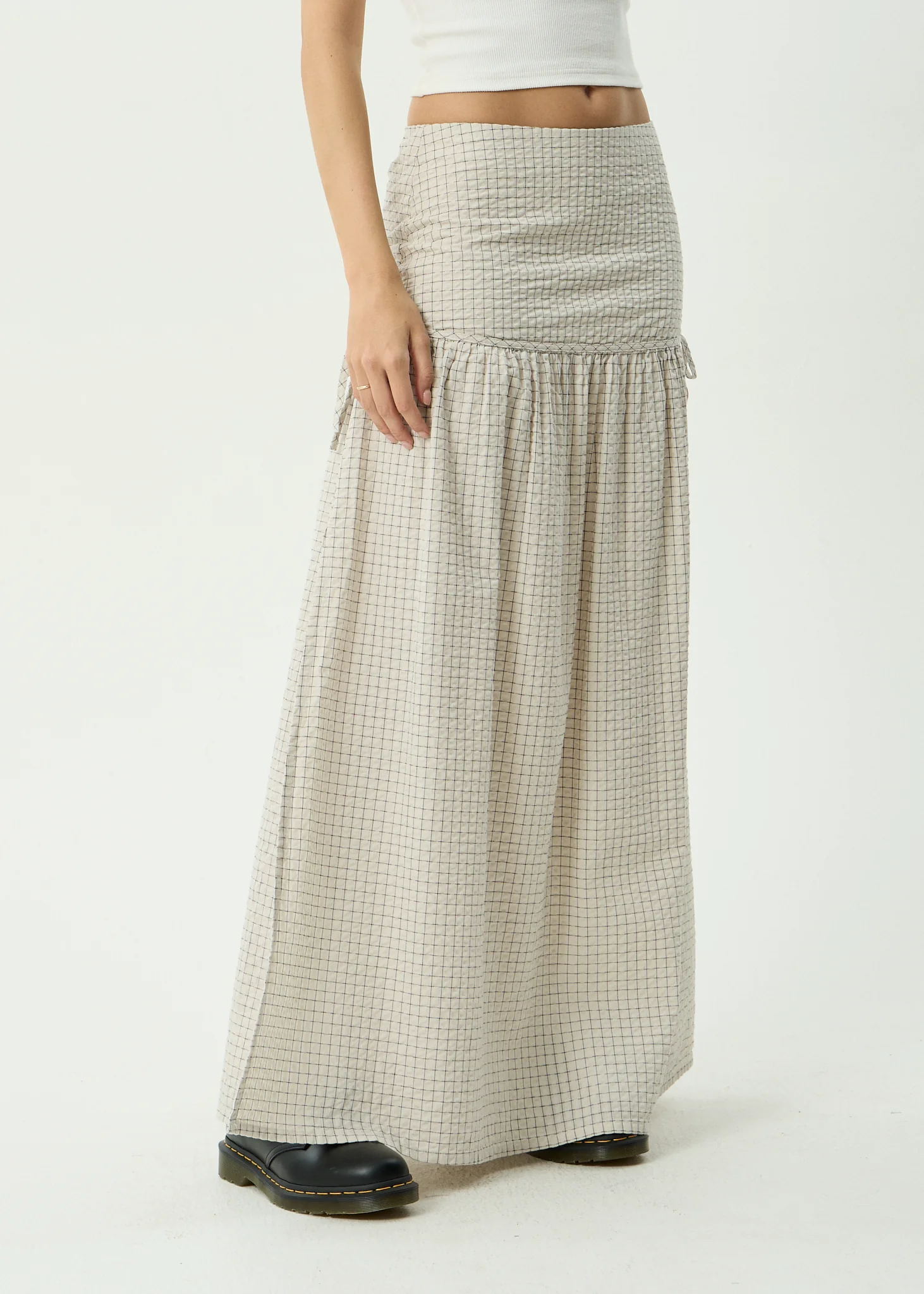 AFENDS Womens Nadia - Maxi Skirt - Reverb Moonbeam Check