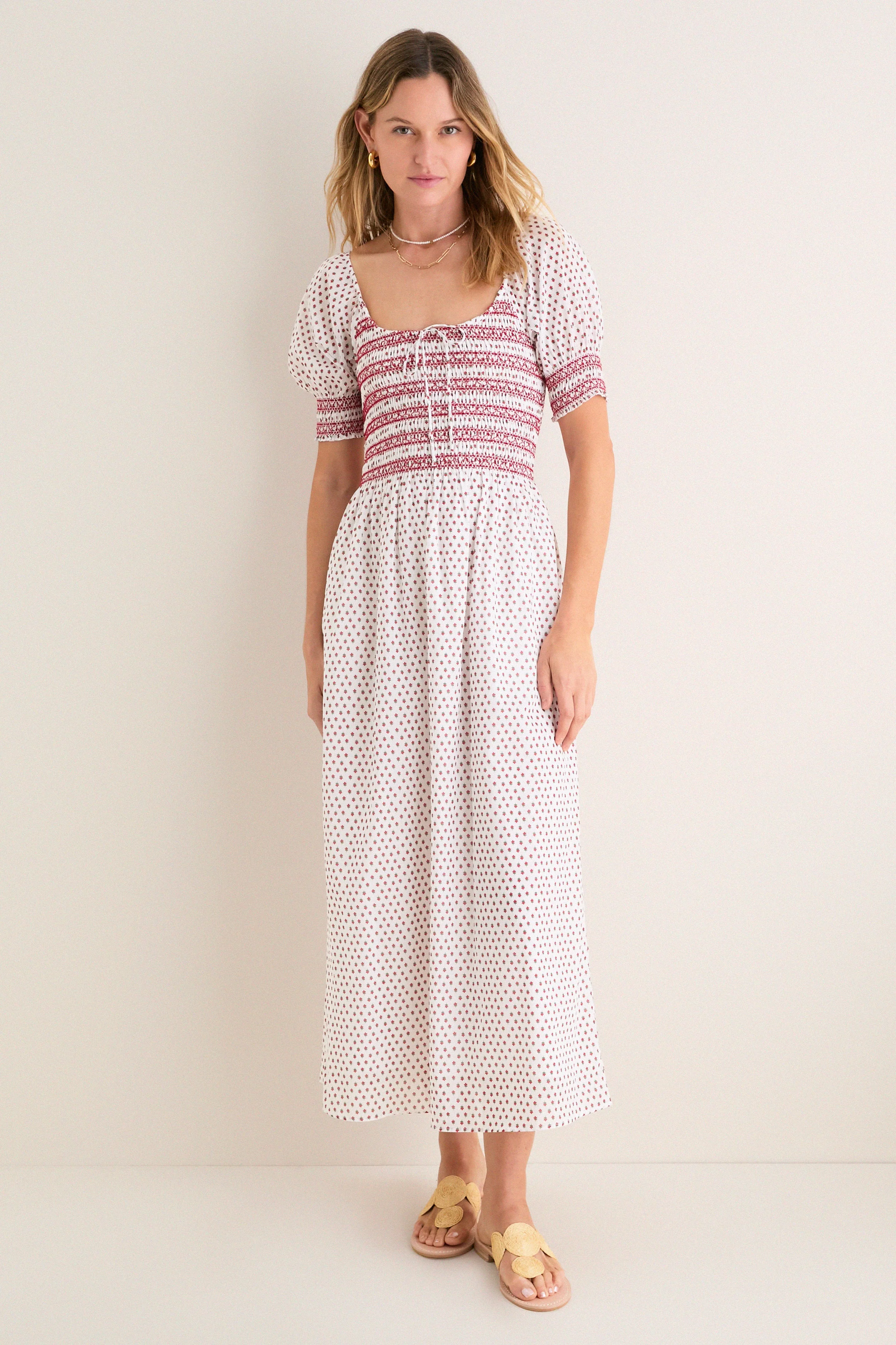 Poppy Half Drop White Madeline Nap Dress