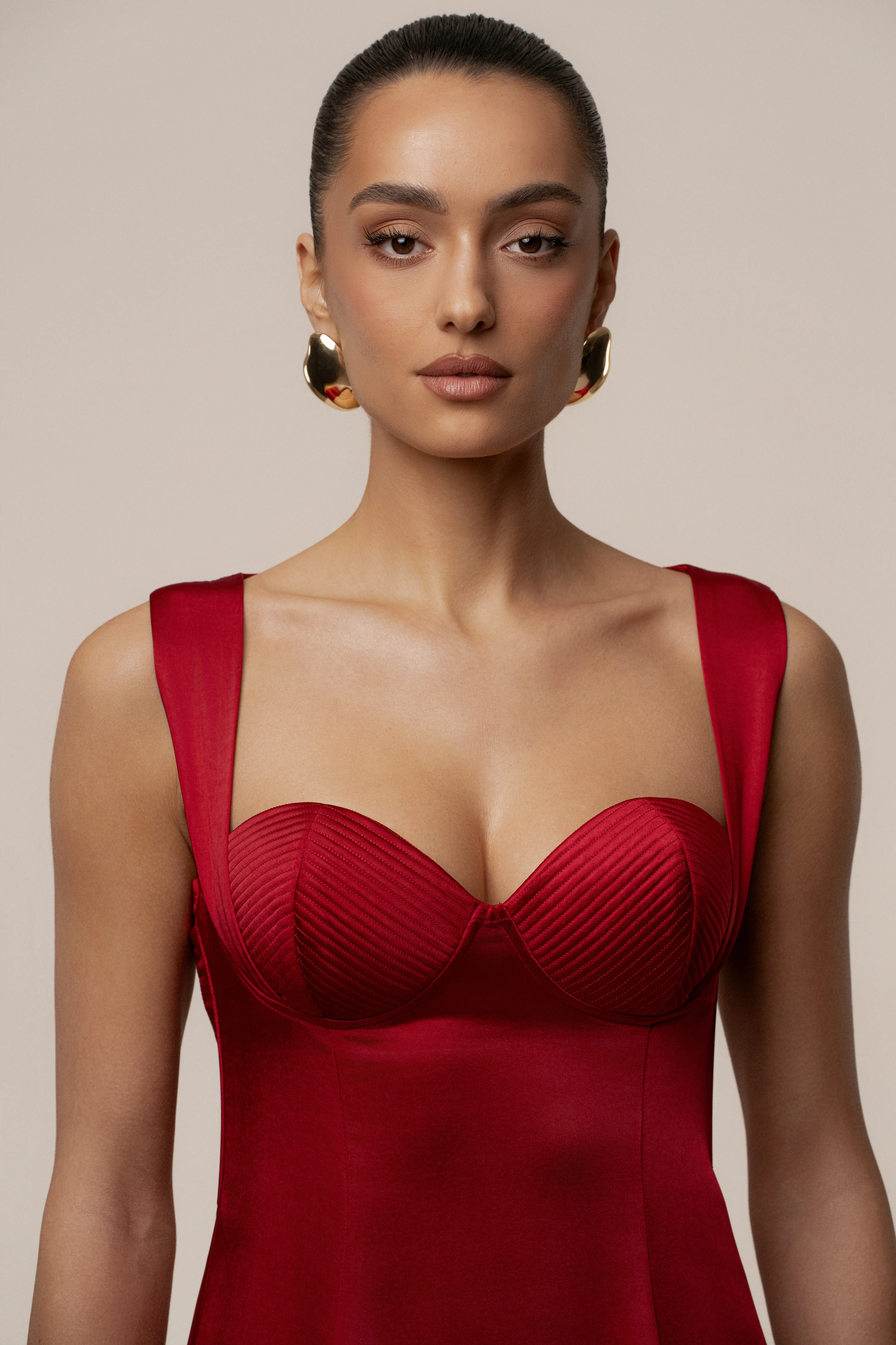 Red Amour Satin Maxi Dress