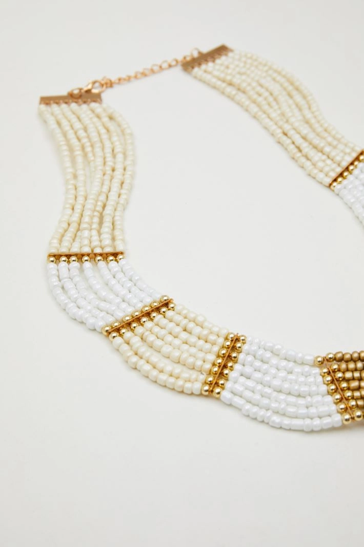 Multi-row bead necklace - WHITE GOLD