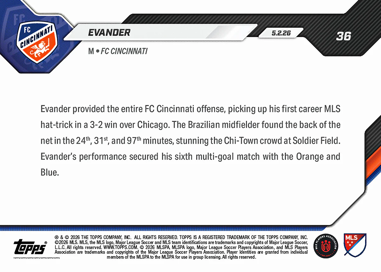 Evander - 2026 MLS Topps NOW® - Card 36 - PR: 135