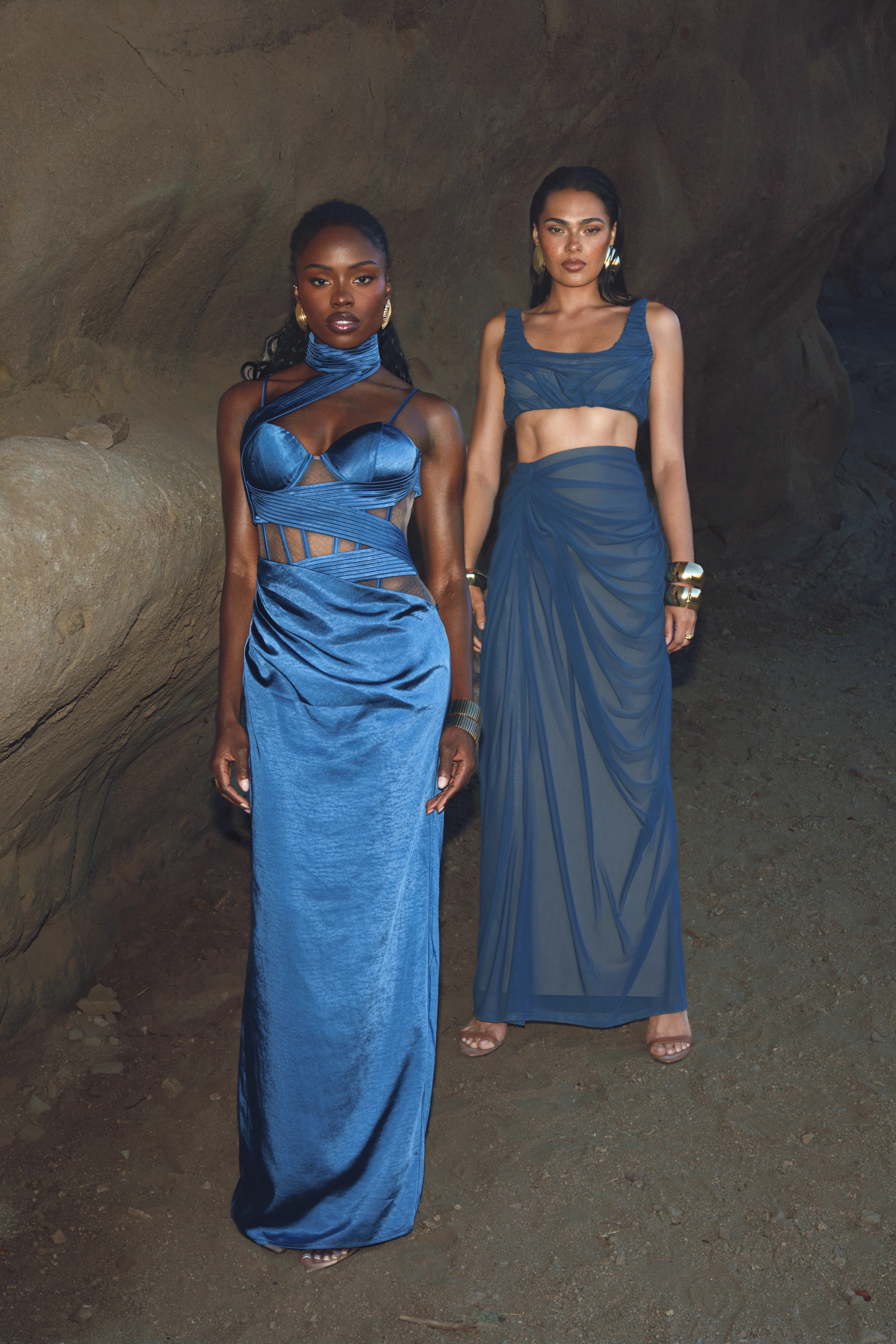 Blue Ethereal Flow Maxi Skirt