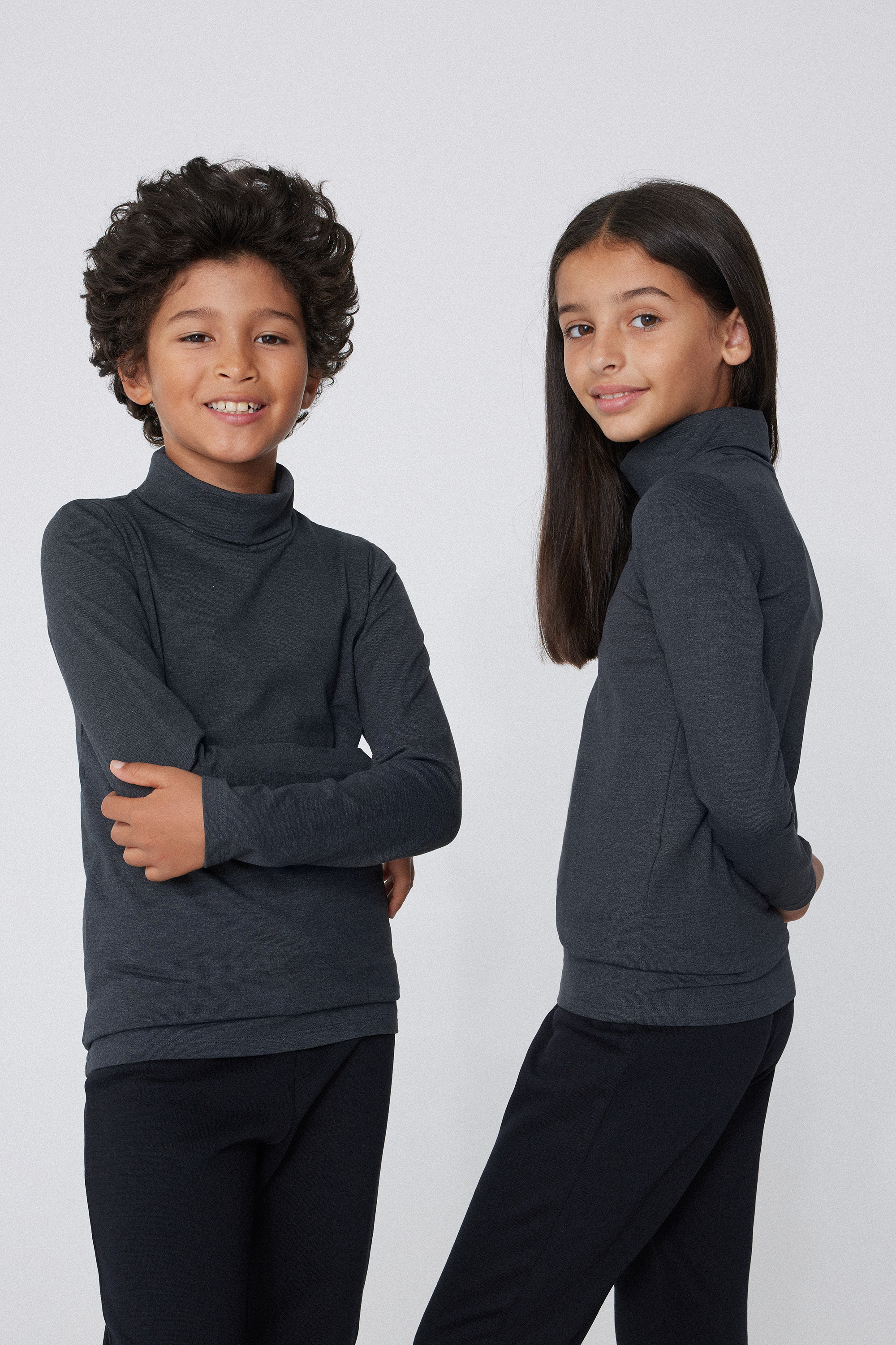 Kids’ Unisex Long-Sleeved Polo Neck Thermal Cotton Top