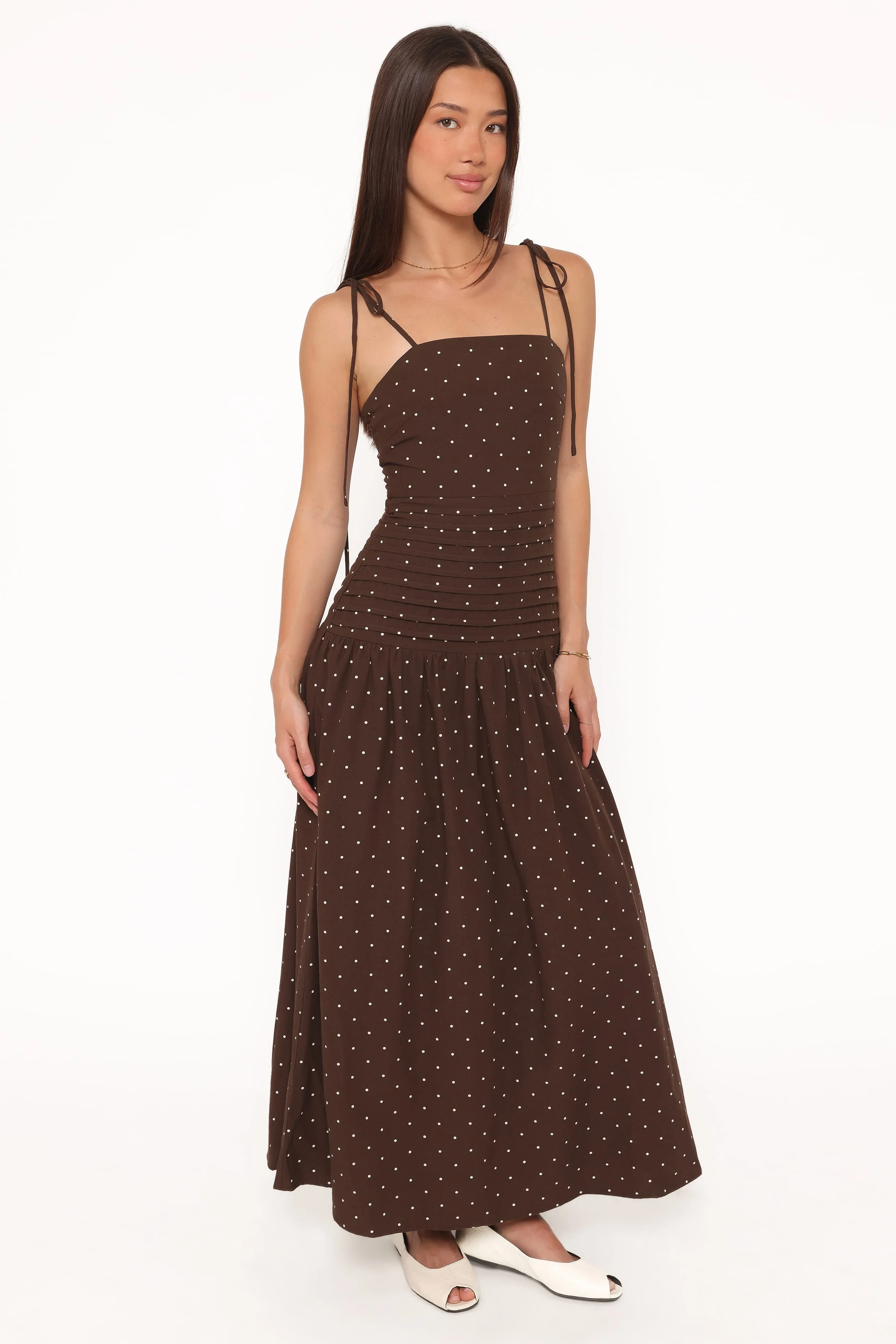 Mischa Maxi Dress - Brown Polka Dot