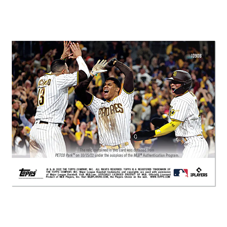 Game-used Base-Relic # to 49 - San Diego Padres - 2022 MLB TOPPS NOW® Card 1090B
