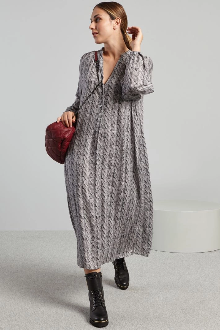 Long printed dress - GREY