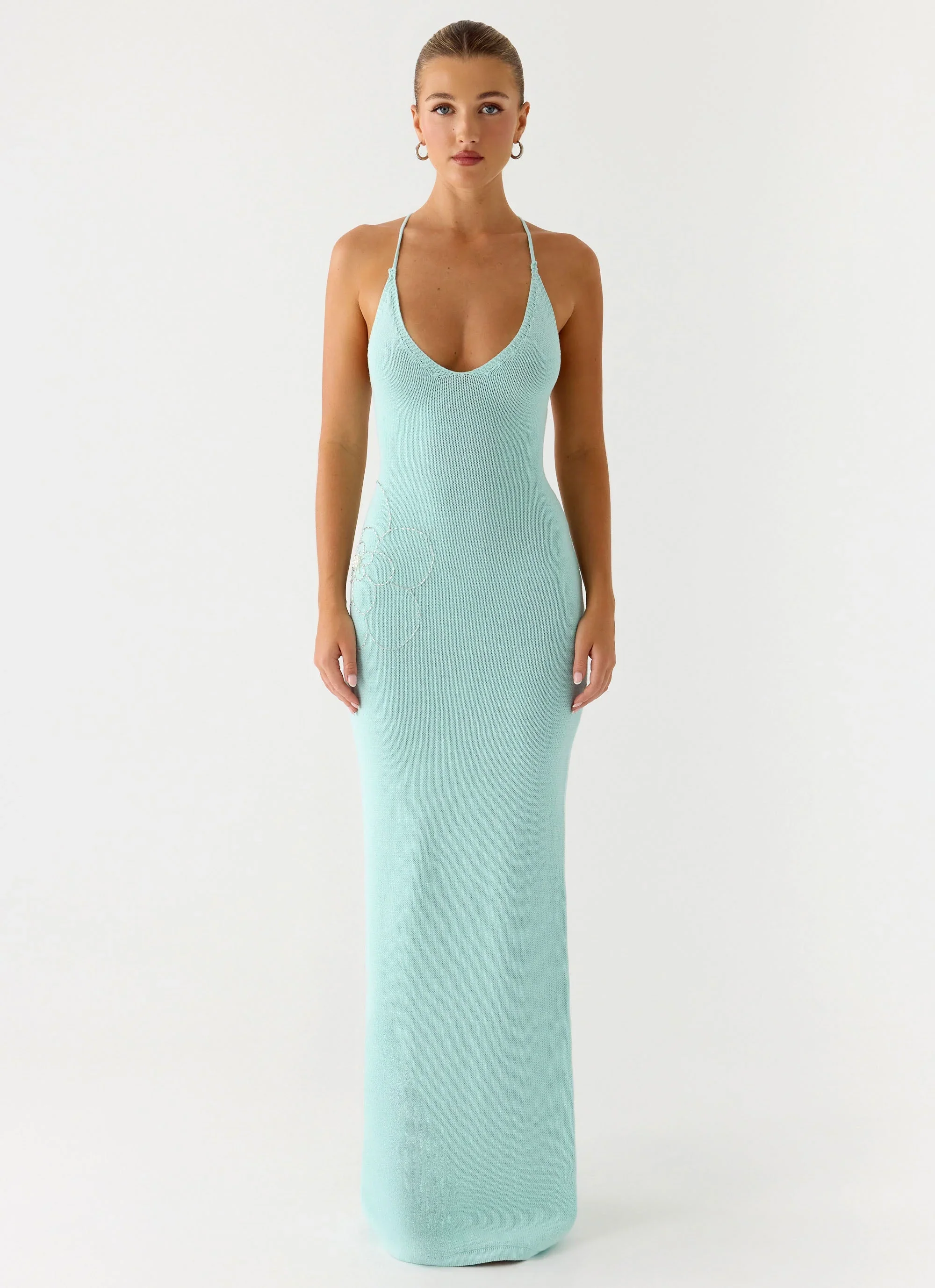 Amaya Knit Maxi Dress - Aqua