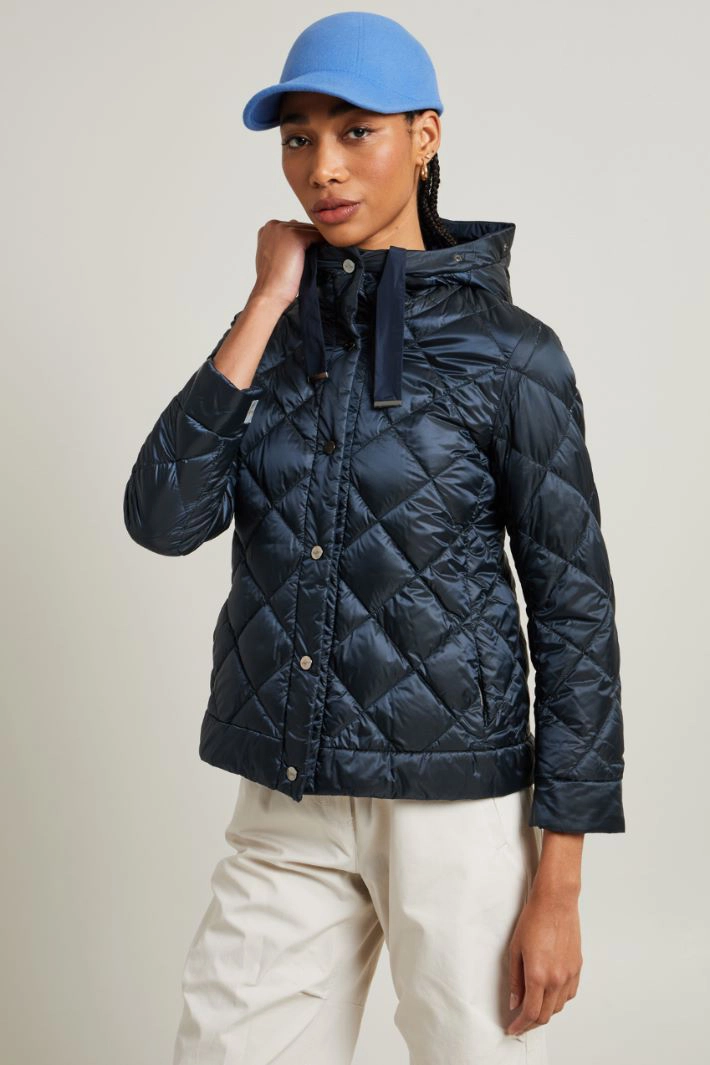 Reversible down jacket in water-resistant canvas - NIGHT BLUE