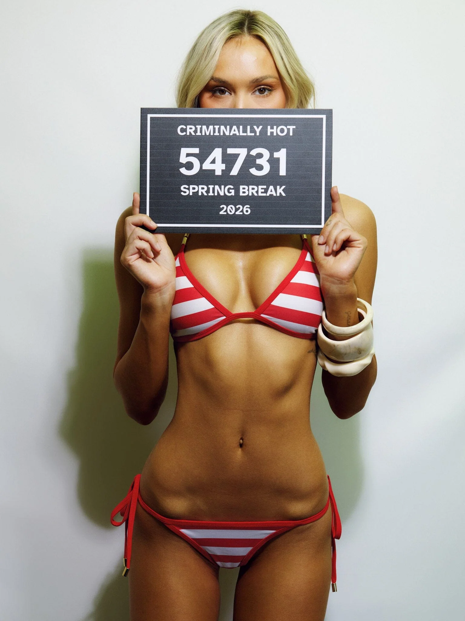 Nicolette Bikini Top Red White Stripe