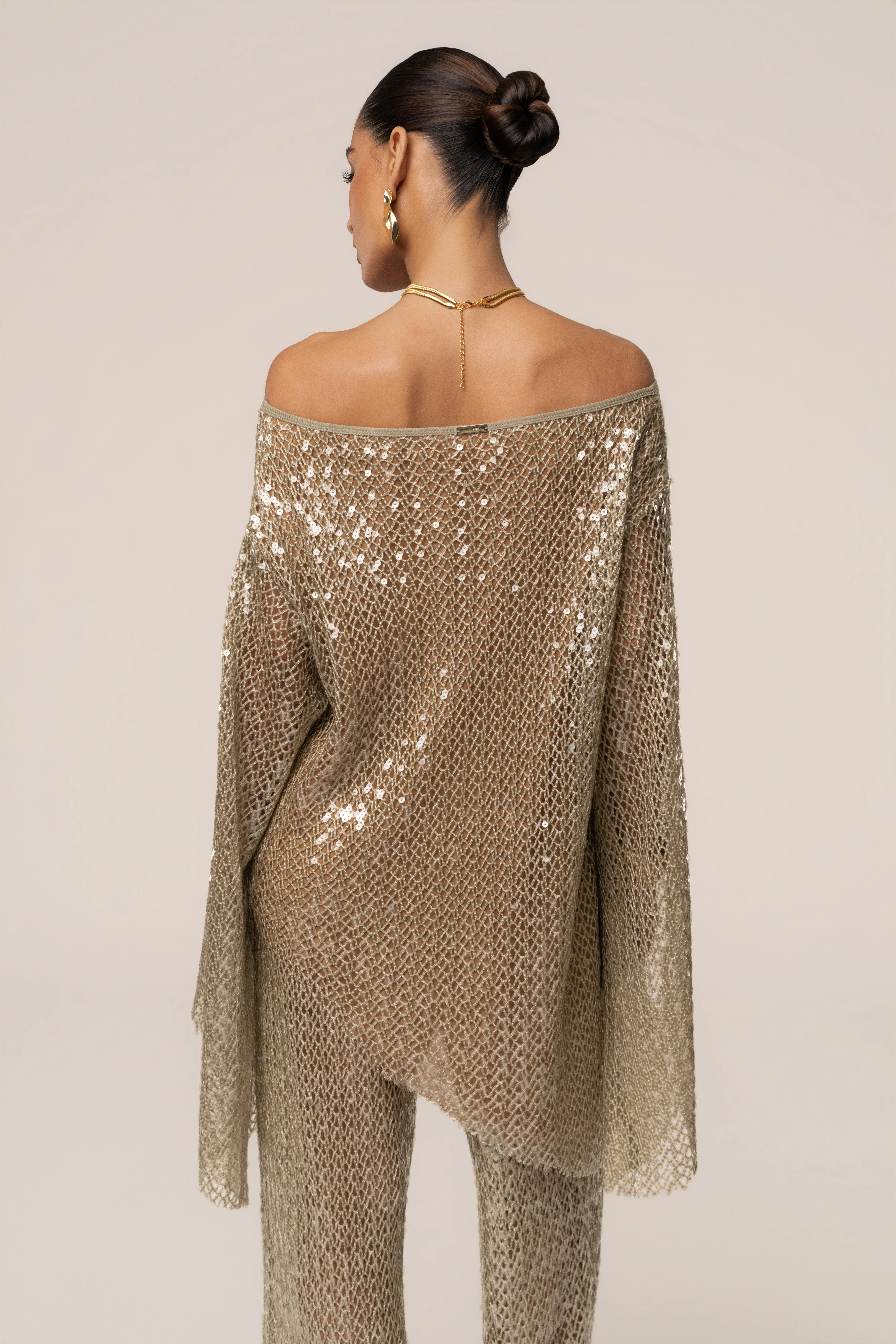 Sage Sheer Glow Sequin Top
