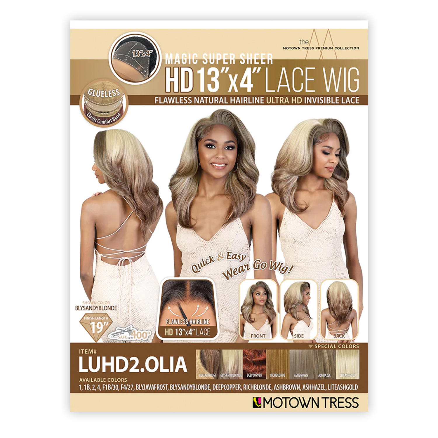 Motown Tress HD Lace Front Wig Glueless 13x4 LUHD2.Olia