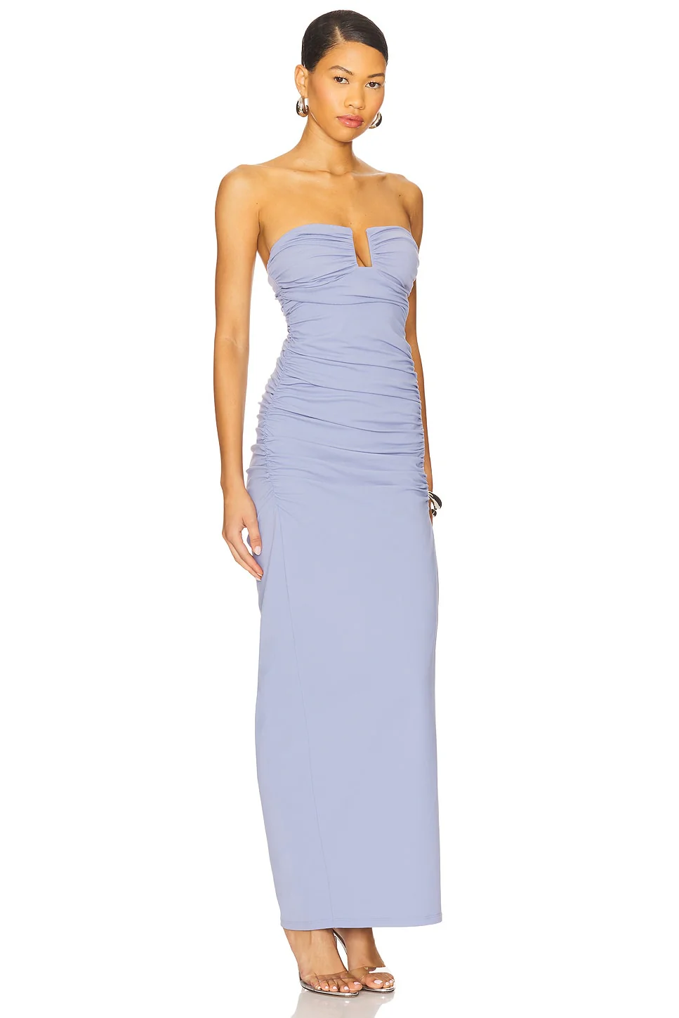 Angle Wire Strapless Gathered Dress