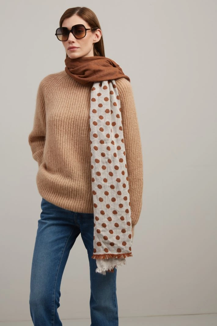 Jacquard stole - RUST WHITE IVORY