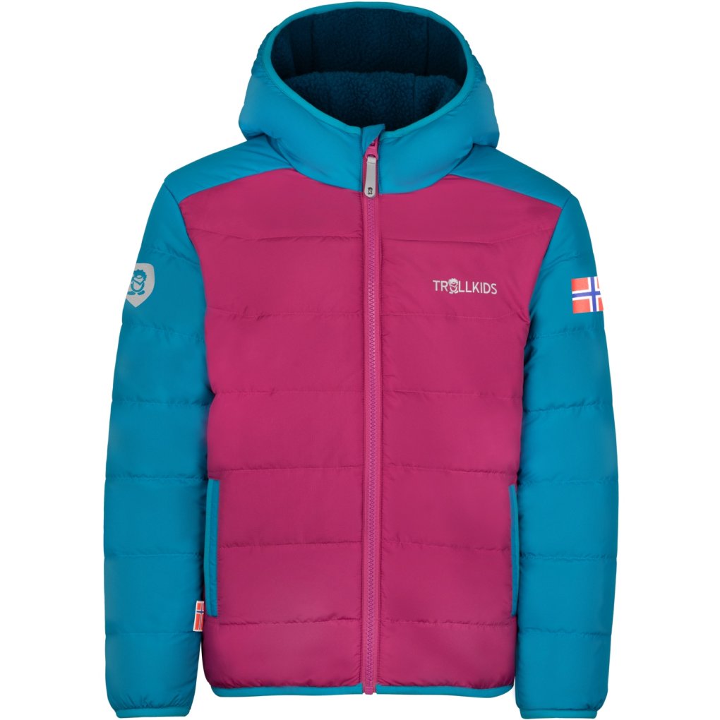 Trollkids Sandvika Turnover Jacket Kids - Bright Berry/Dark Turquoise/Madeira Blue