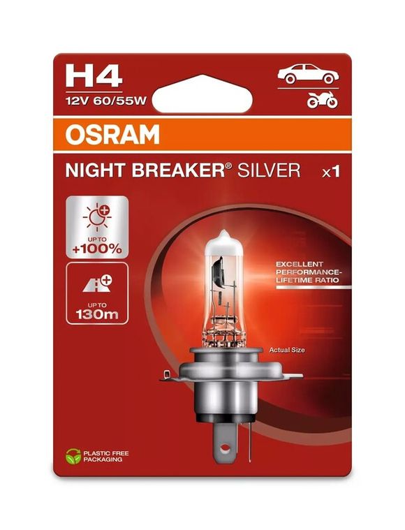 Osram Night Breaker Silver H4 12V 60/55 Bulb - X1 UniversalRef: Osrm00106A / 1129539