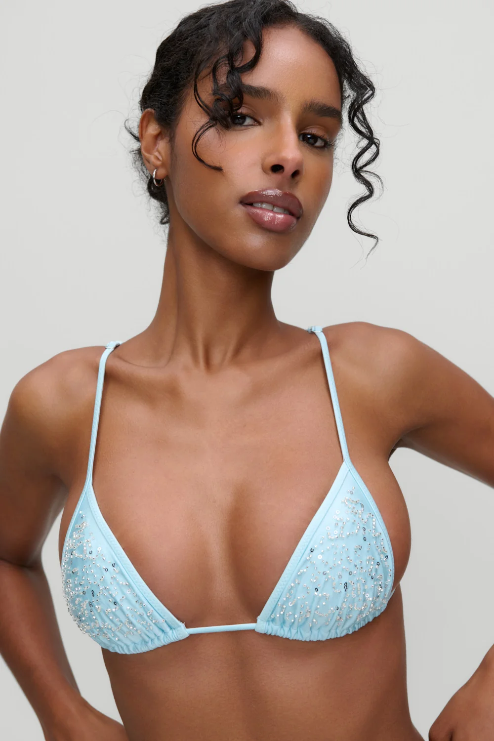 x Devon Lee Carlson Elena Sequin Bikini Top - Blue Bloom