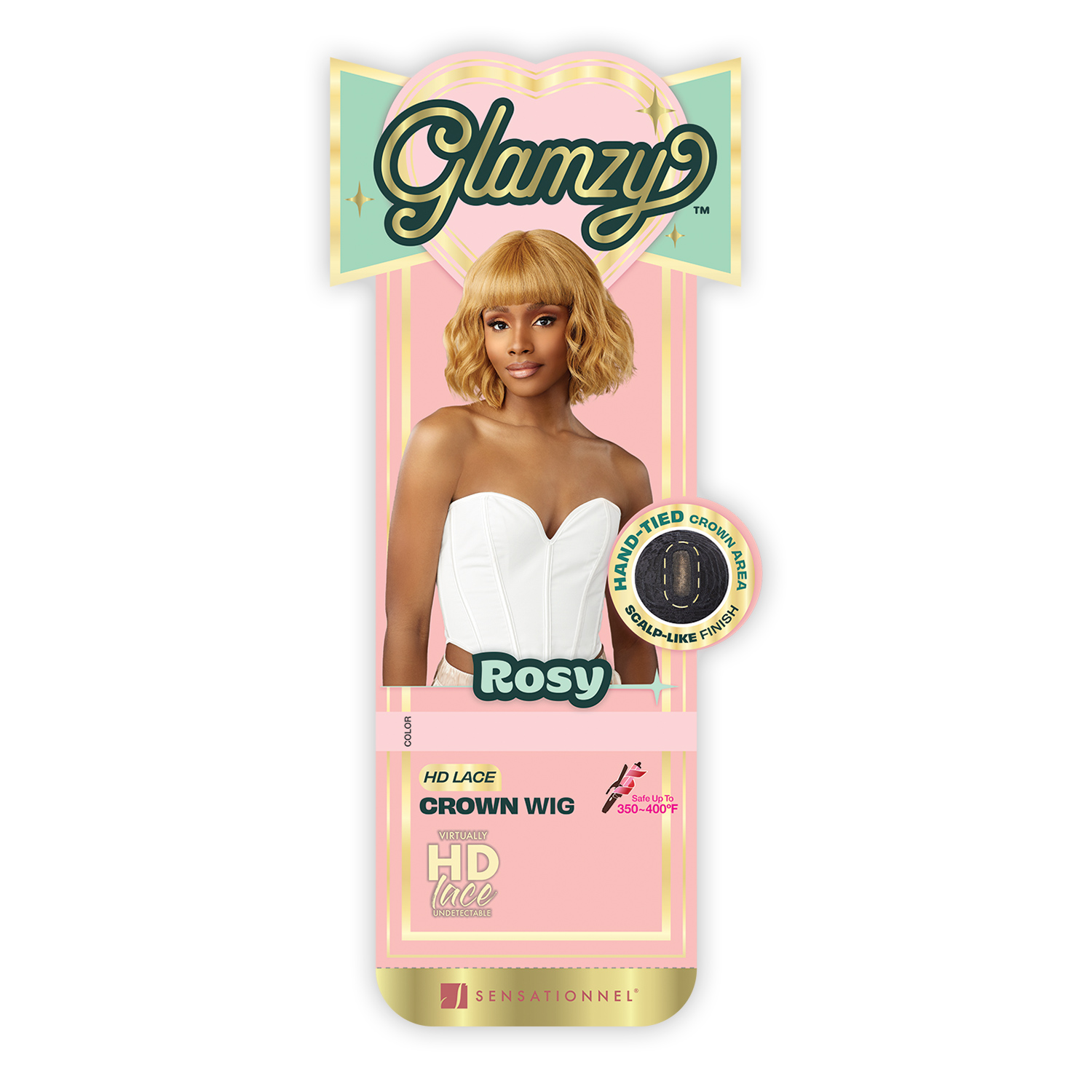 Sensationnel HD Lace Crown Wig Glamzy Glueless Hand-Tied Rosy