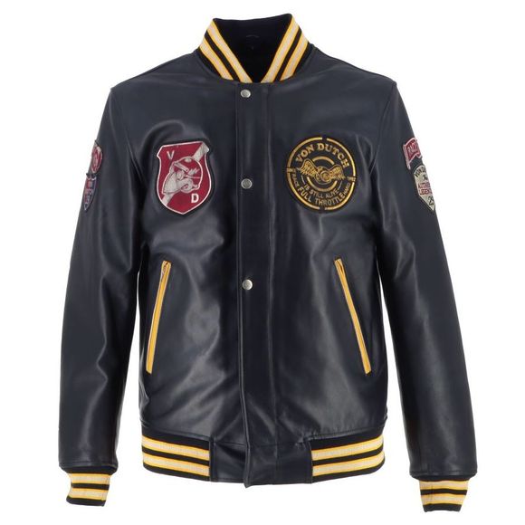 Blouson Moto Helstons VON DUTCH COLLEGIAN - Noir / JauneRef : VDH0262