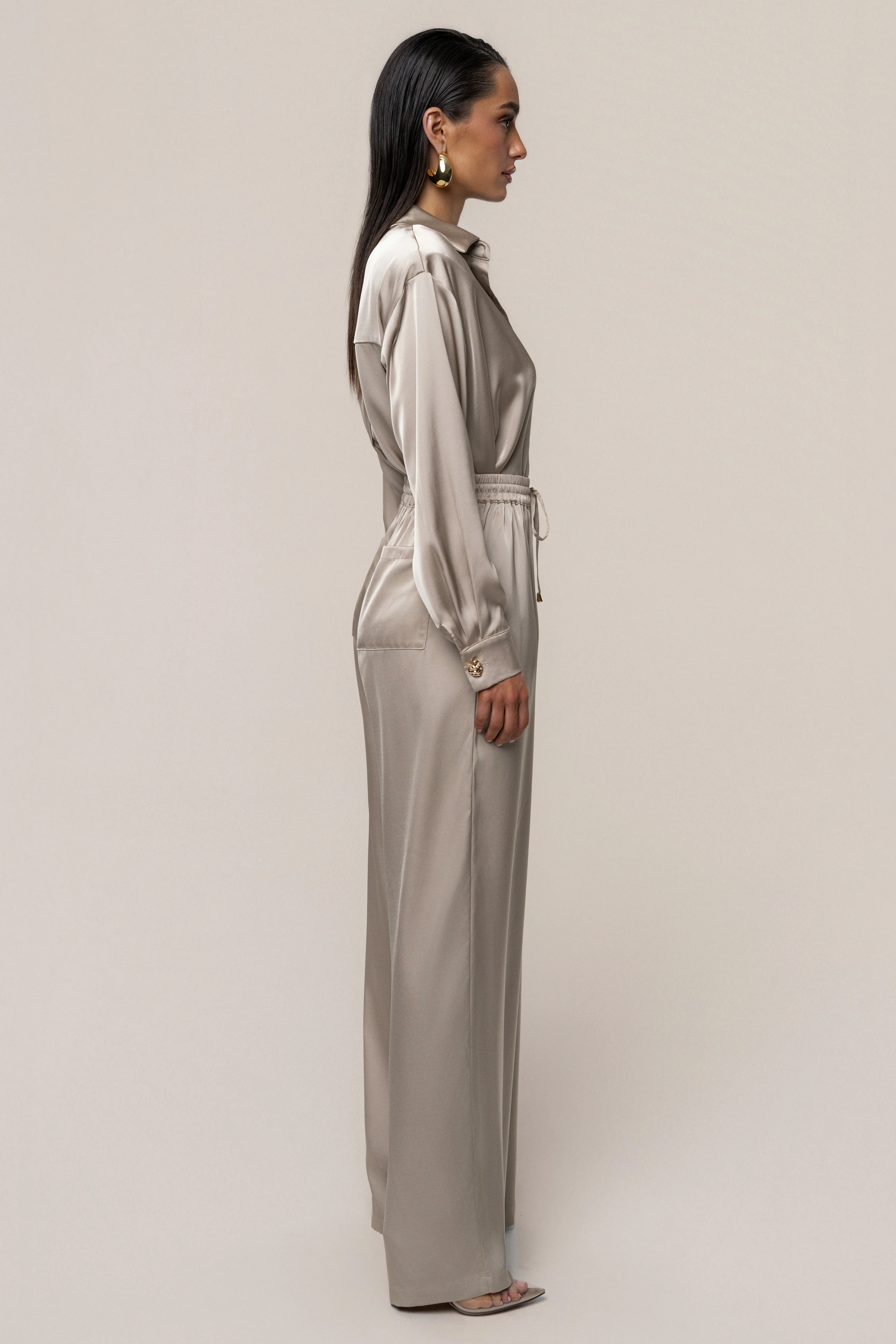 Beige Sunny Day Drawstring Pants