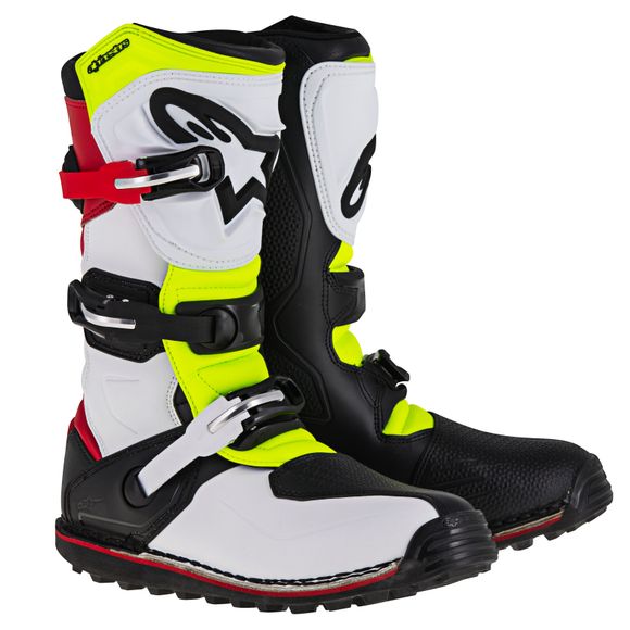 Bottes trial Alpinestars TECH-T - WHITE RED YELLOW FLUO BLACK 2025 - Blanc / RougeRef : AP10686