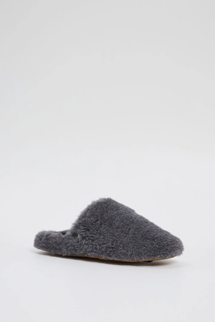 Wool and alpaca fabric slippers - GREY