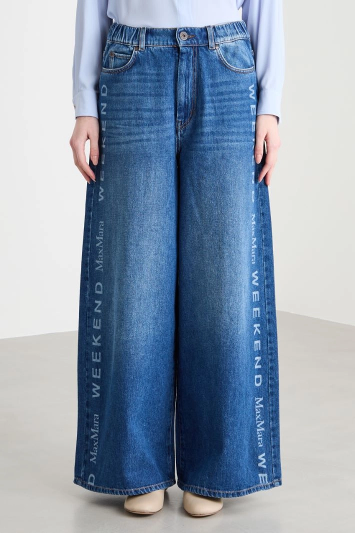 Patterned wide-leg jeans - BLUE