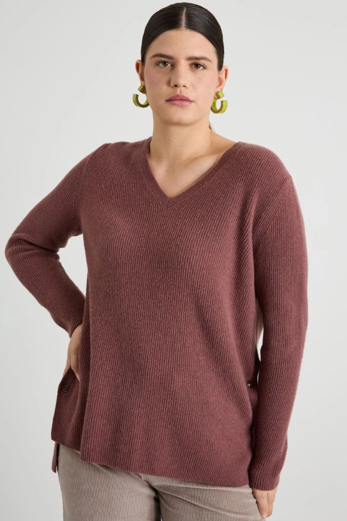 Wool and cashmere sweater - DARK MAUVE