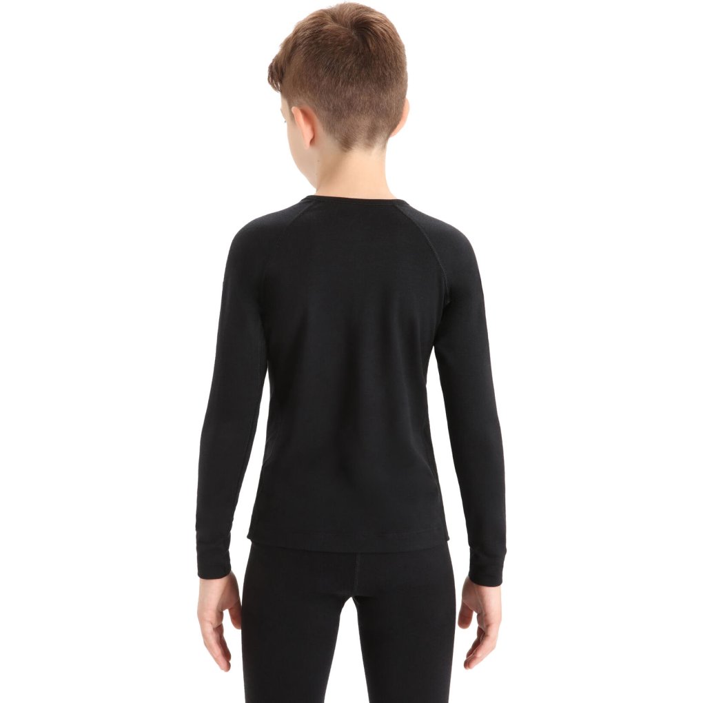 Icebreaker Merino 200 Oasis Long Sleeve Crewe Thermal Top Kids - Black