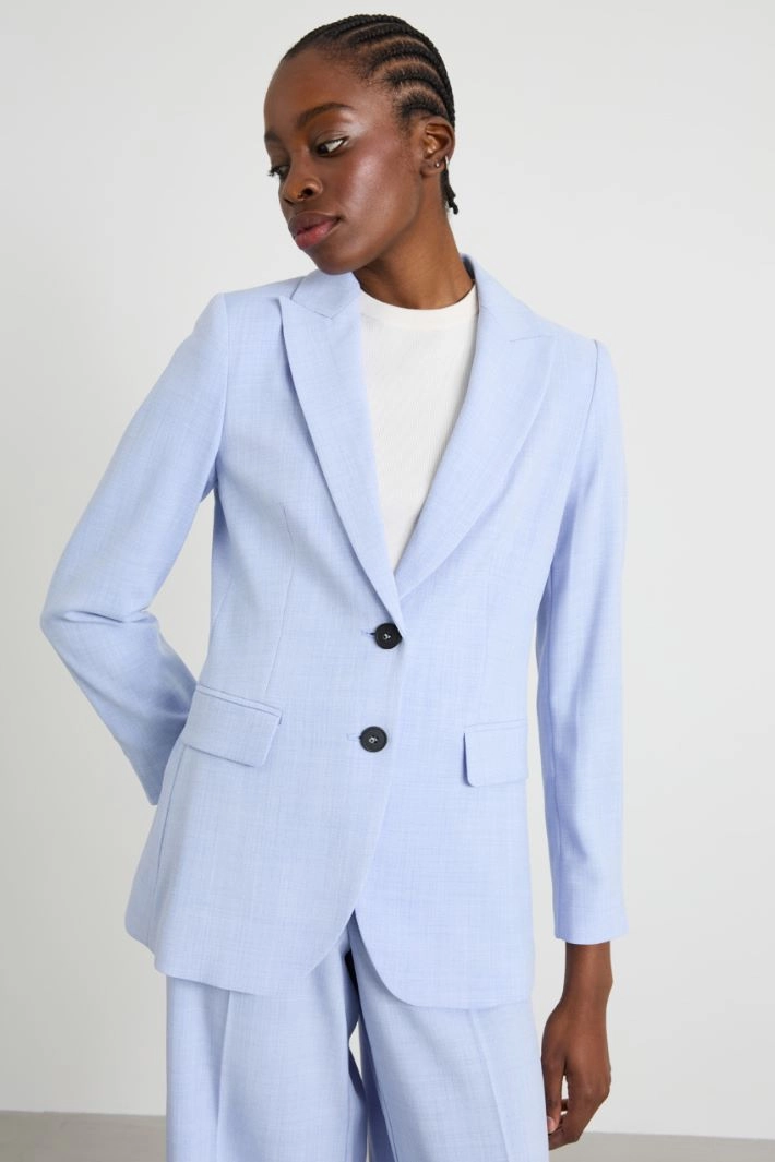Basketweave melange blazer - PALE BLUE