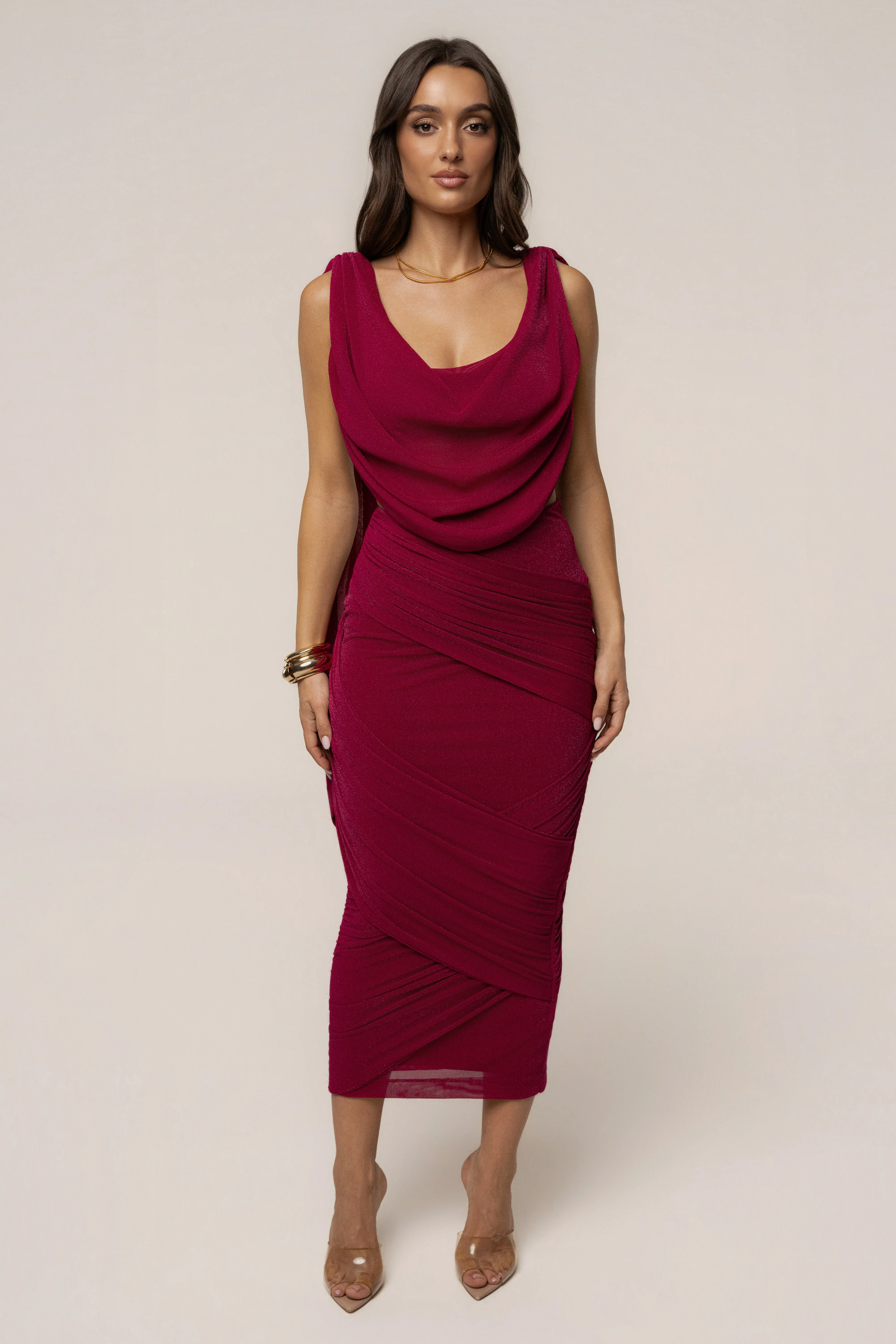 Fuchsia Divine Drape Skirt Set