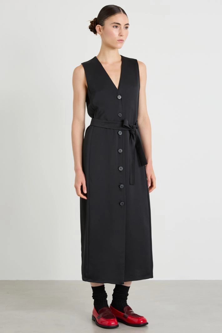 Belted shirt dress - BLACK