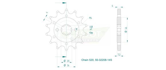 Esjot 14 teeth gearbox output pinionKTM 390 390 DUKE ABS - 2024Ref: ESJO00082A / 12122415