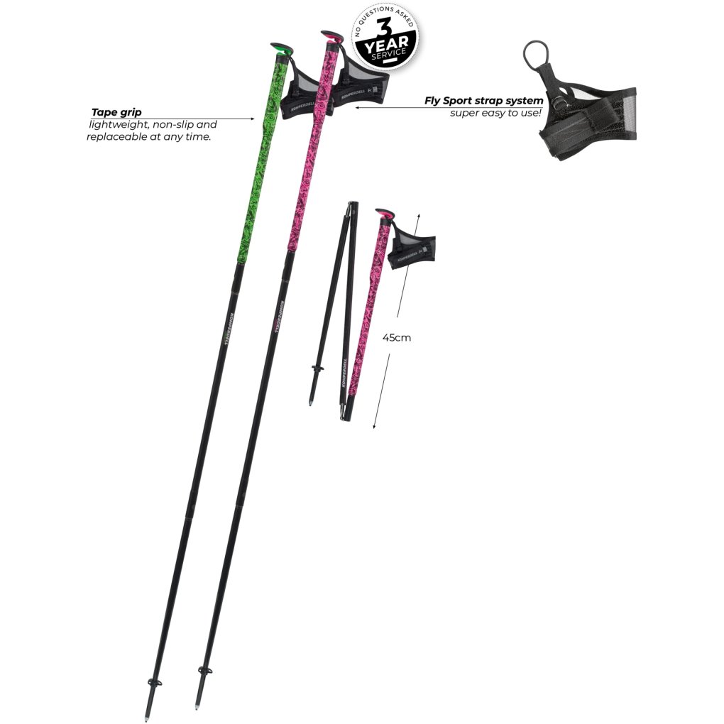 Komperdell Carbon FXP Ultra Trekking Poles (Pair) - pink/green