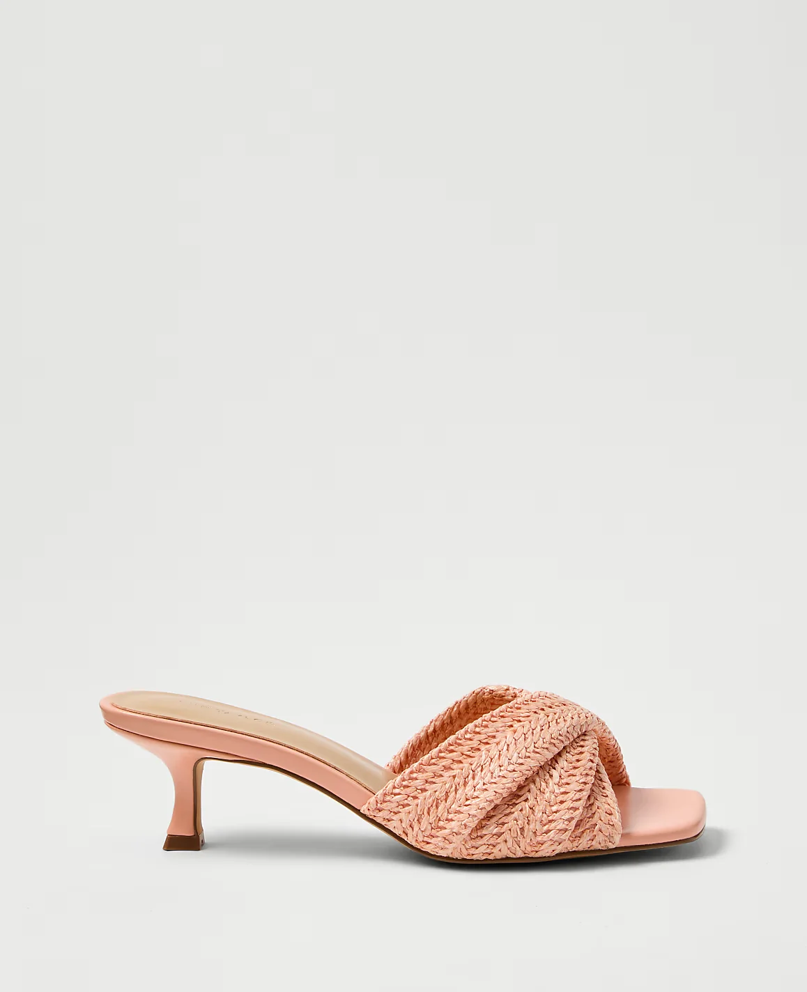 Straw Kitten Heel Mule Sandal - Rose Veil