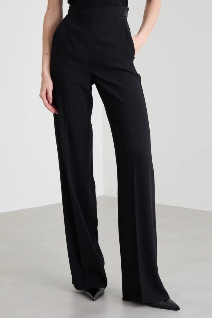 High waist straight  trousers - BLACK