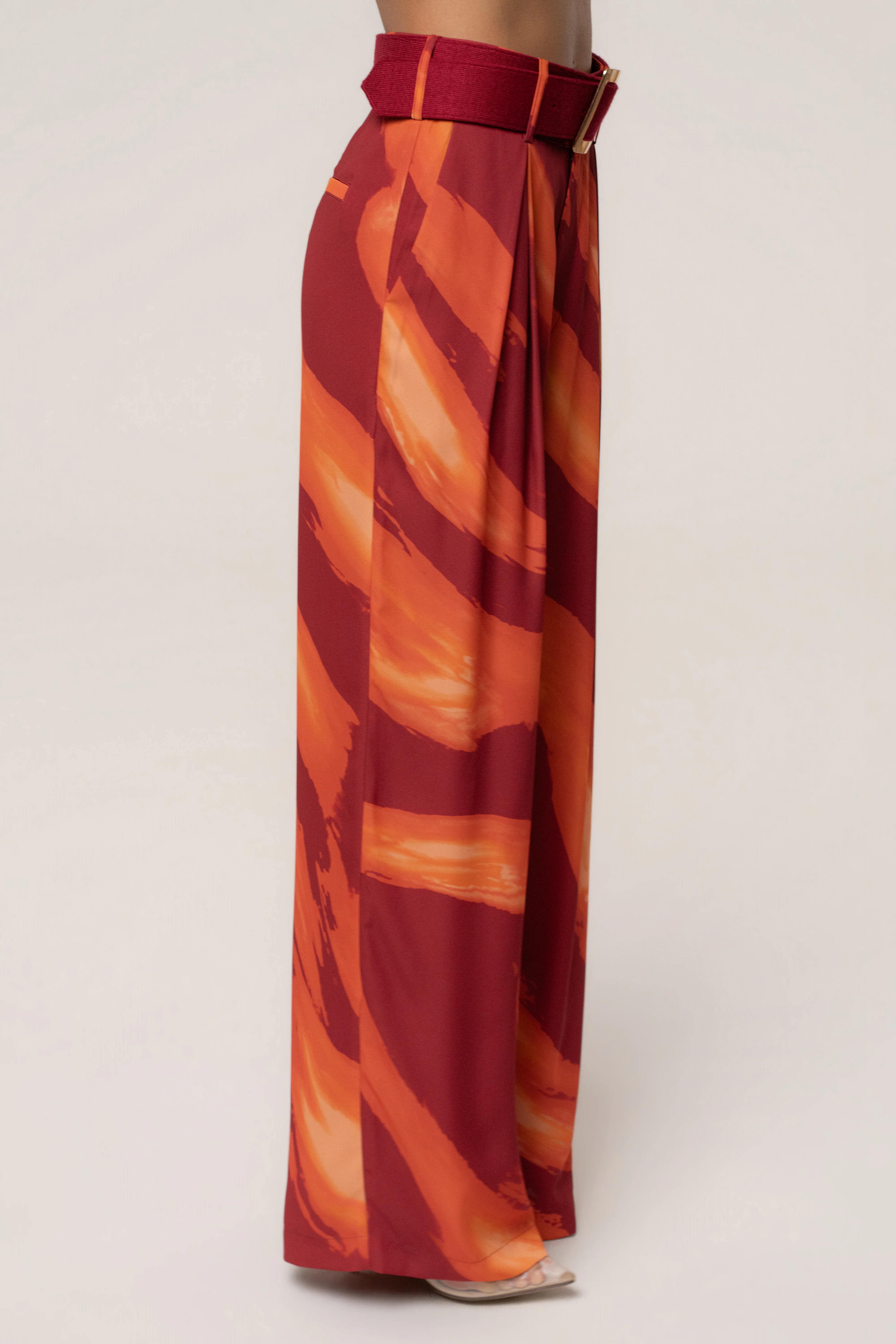 Crimson Dusk Soft Pleated Trouser