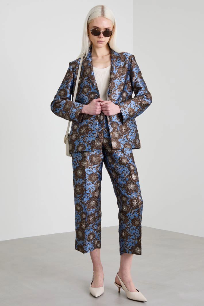 Lamé brocade blazer - BROWN LIGHT BLUE