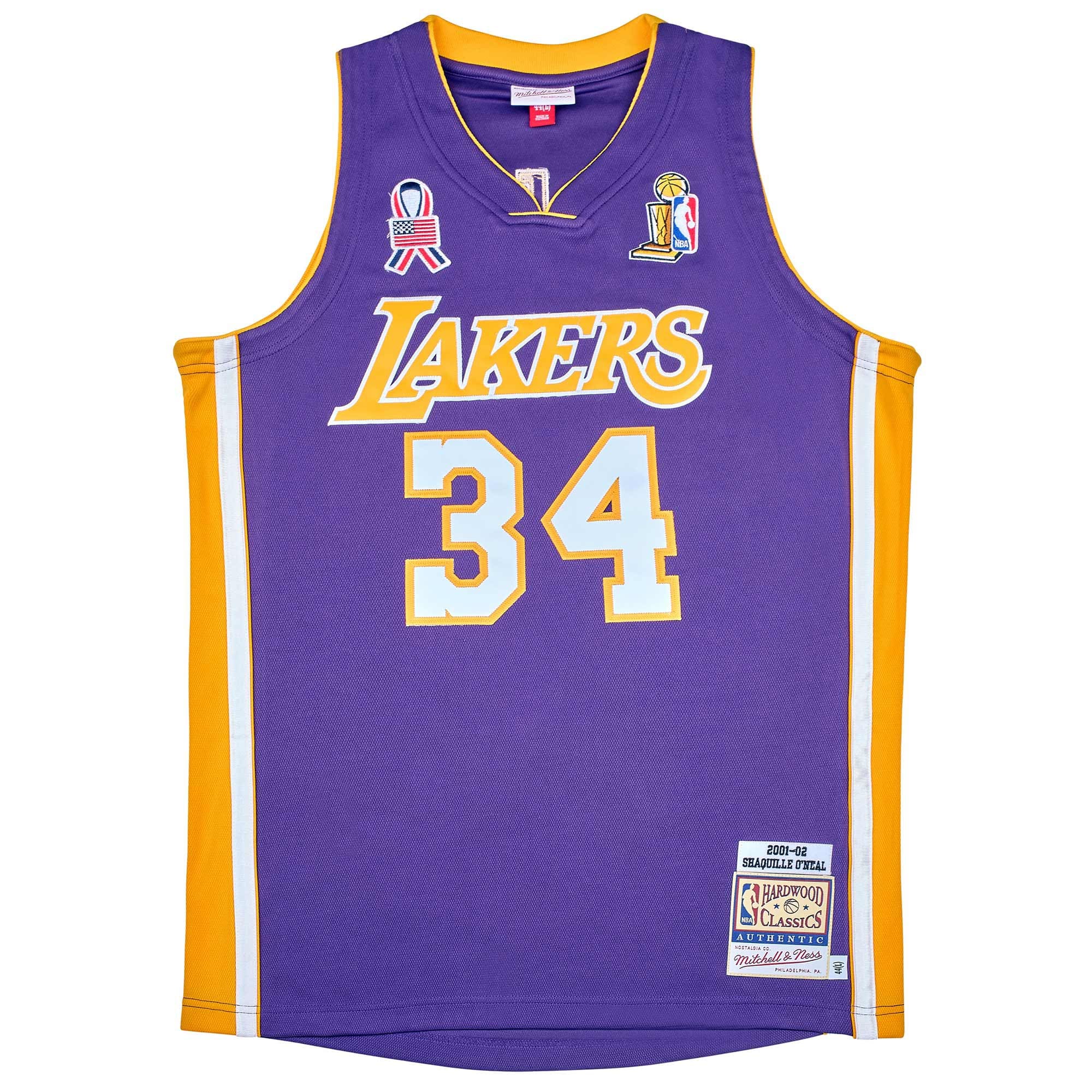 Shaquille O'Neal #34 Los Angeles Lakers 2001-02 Mitchell & Ness Authentic NBA Jersey Purple