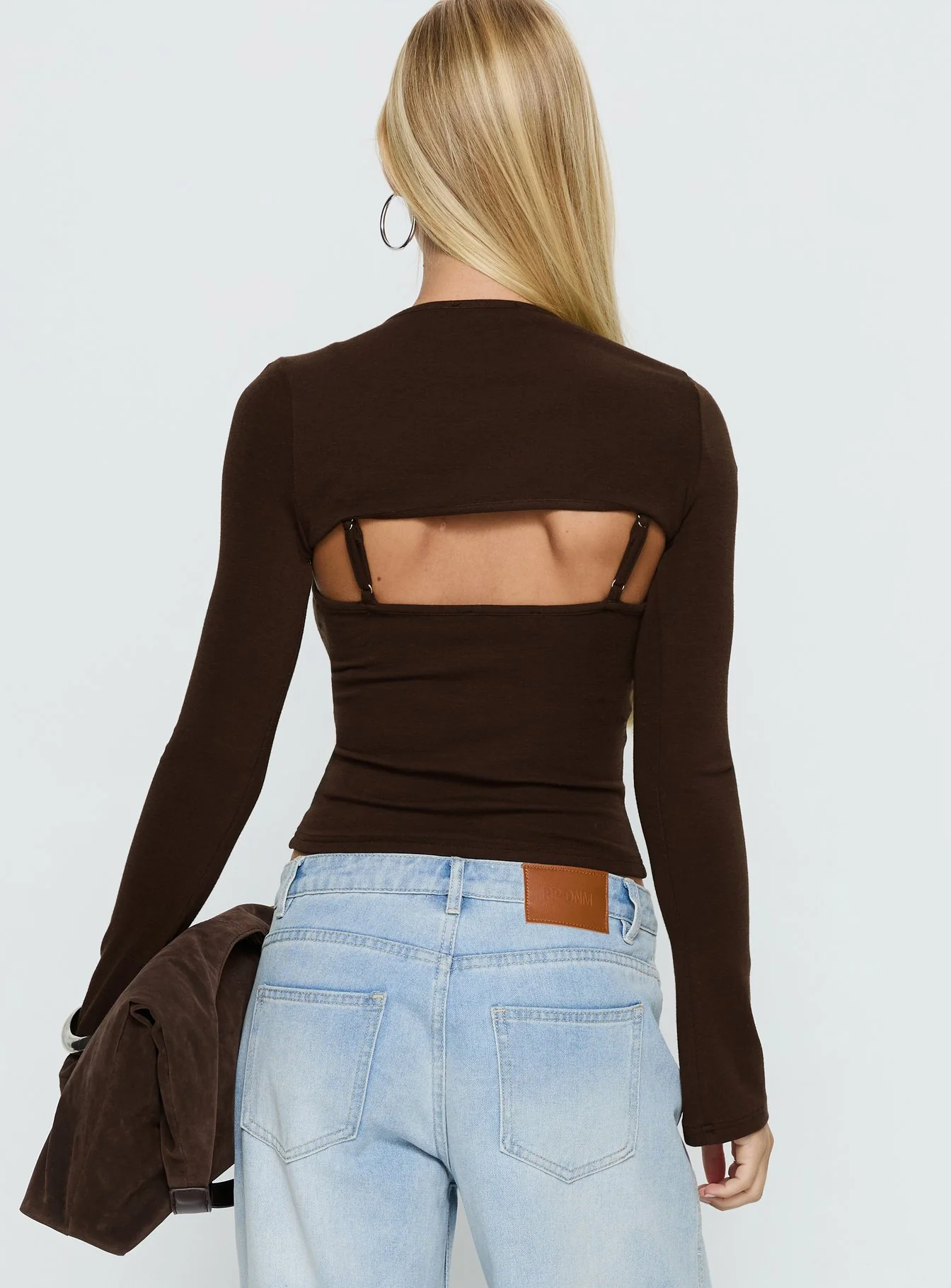 Camira Keyhole Two Piece Long Sleeve Top Brown