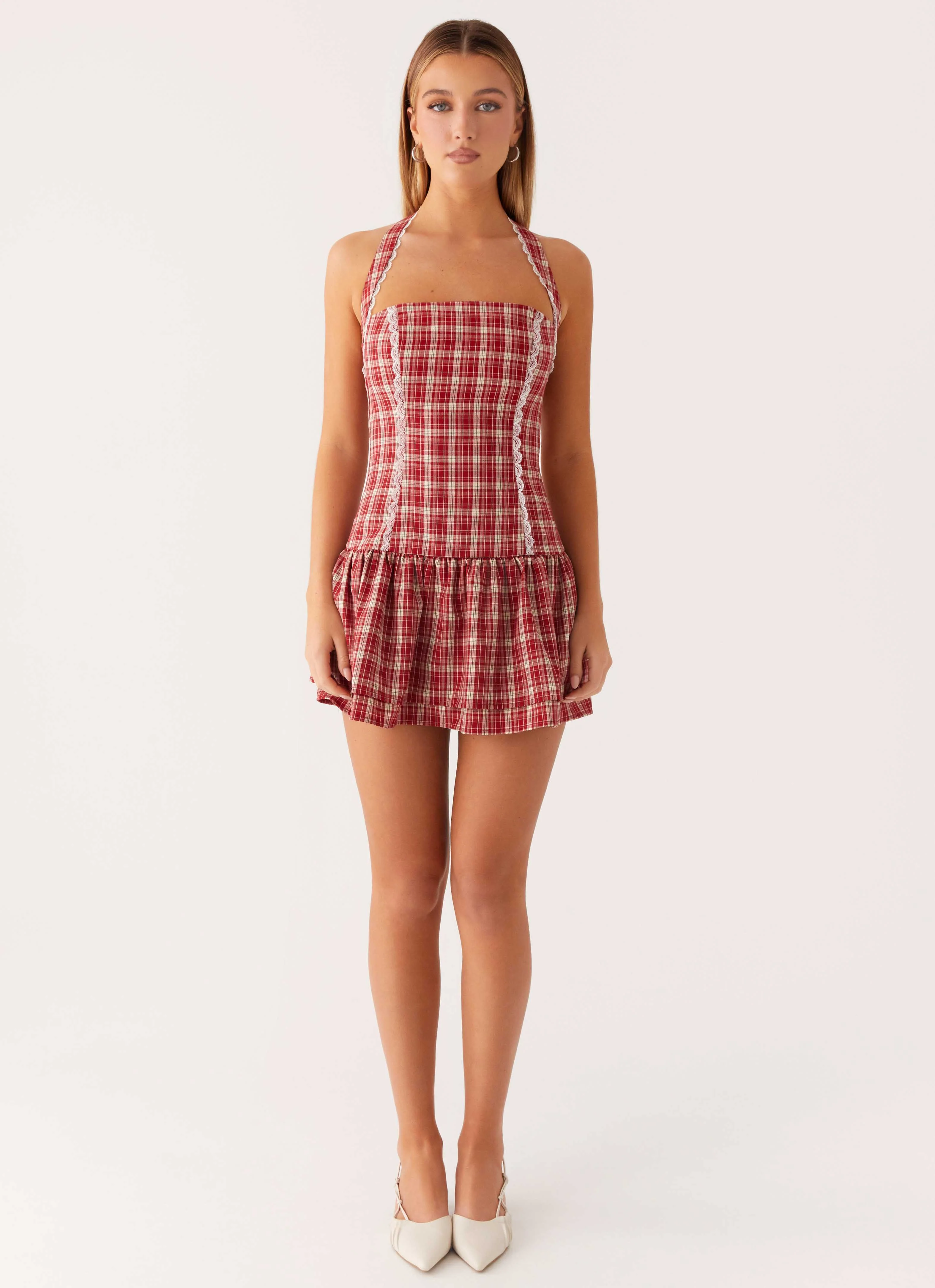 Lotus Dream Mini Dress - Ruby Check