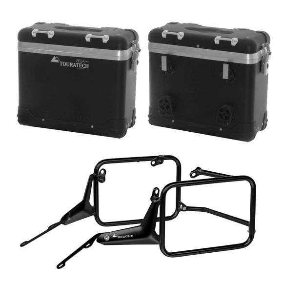 Touratech suitcase Complete kit ZEGA Pro 31/31 - Black support included - Black anodizedBMW 1300 R 1300 GS - 2023 - 2026Ref: Trt01268A / 01-035-5752-0