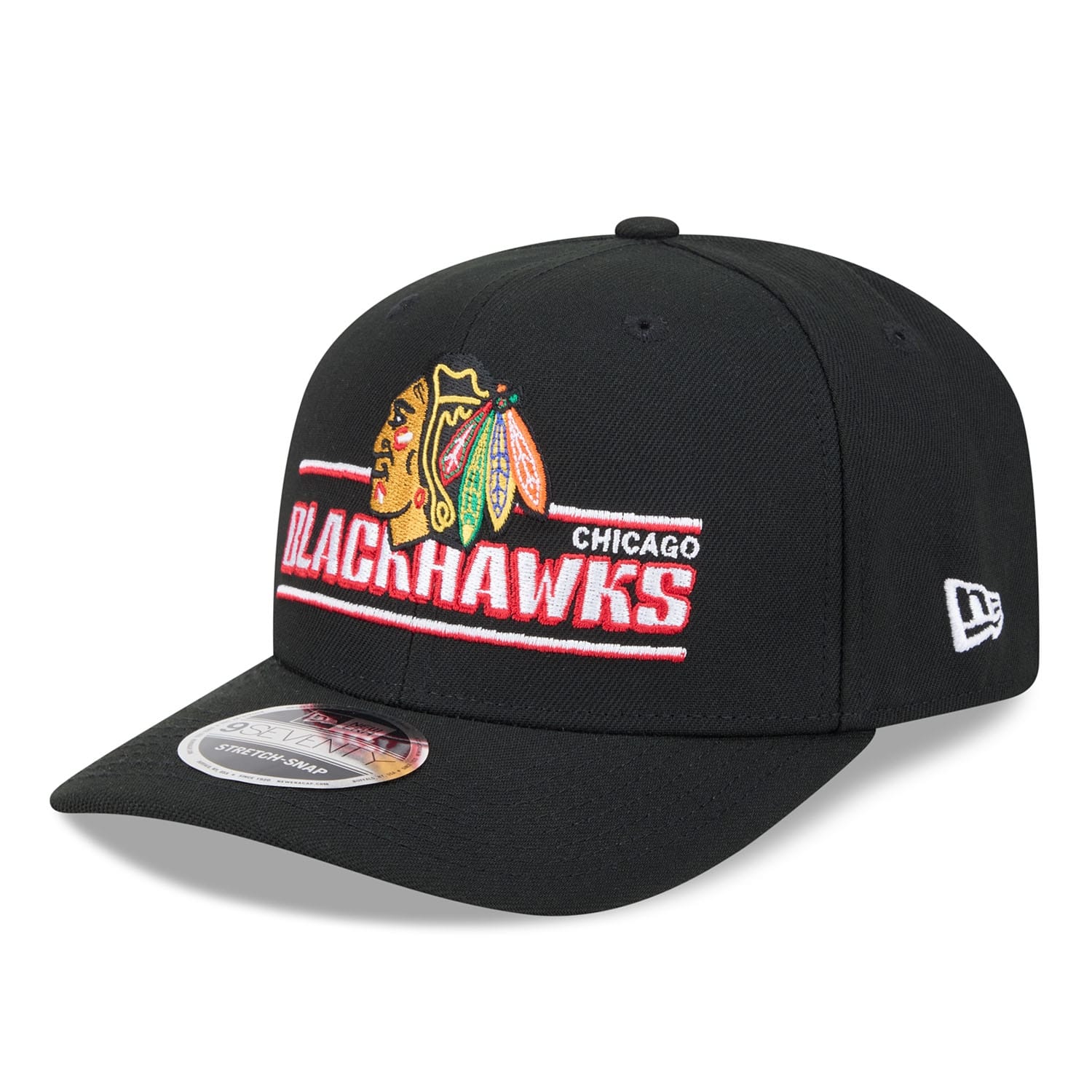 Chicago Blackhawks NHL Stated 9SEVENTY Stretch-Snap Cap Black